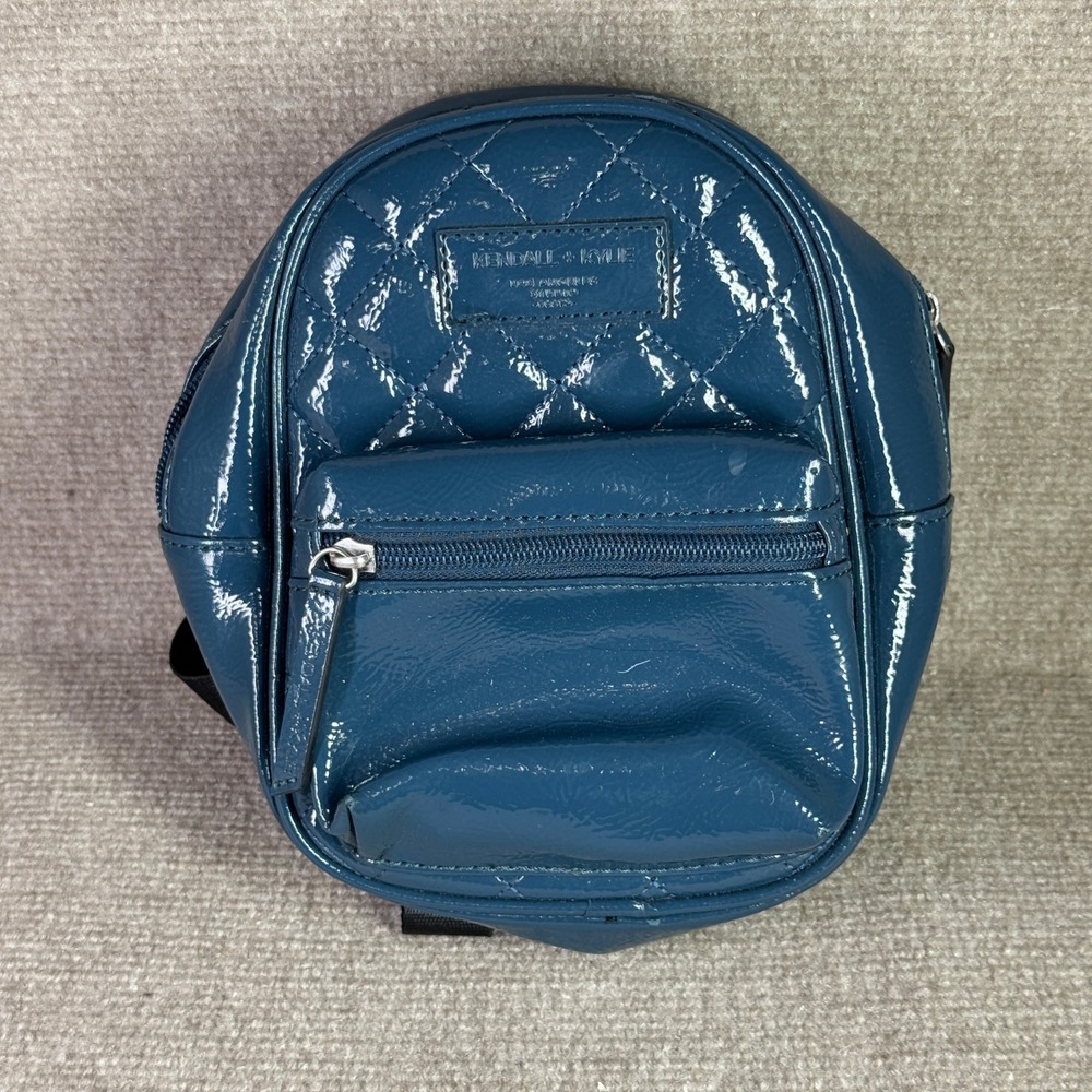Kendall + Kylie Blue Mini Backpack Womens Bag Quilted Patent